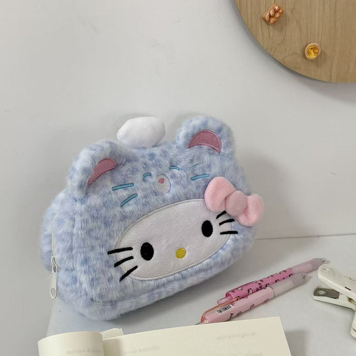 Wholesale Leopard Print Cat Plush Pencil Bags
