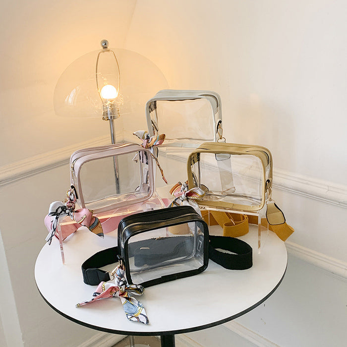 Wholesale Transparent PVC Small Square Bag Wide Shoulder Strap Fashion Crossbody Phone Bag Everyday Use Boutique Gift