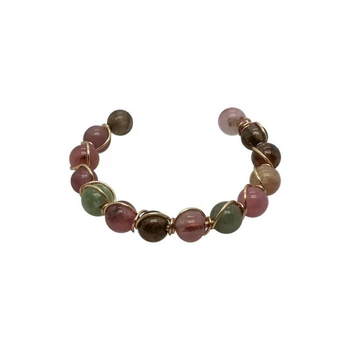 Wholesale Explosive opening ring, light luxury niche design, index finger ring, retro colored crystal bead ring