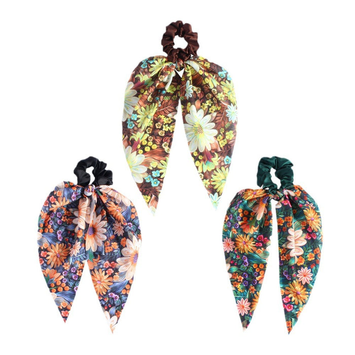 Wholesale Printed Ribbon Large Intestine Hair Ring Headwear Women's Hair Belt