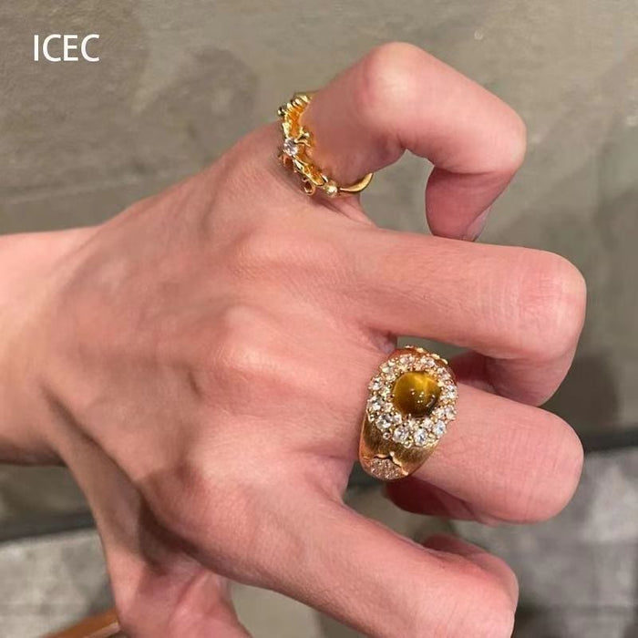 Wholesale Ring for women with niche design, light luxury full diamond zircon open index finger ring