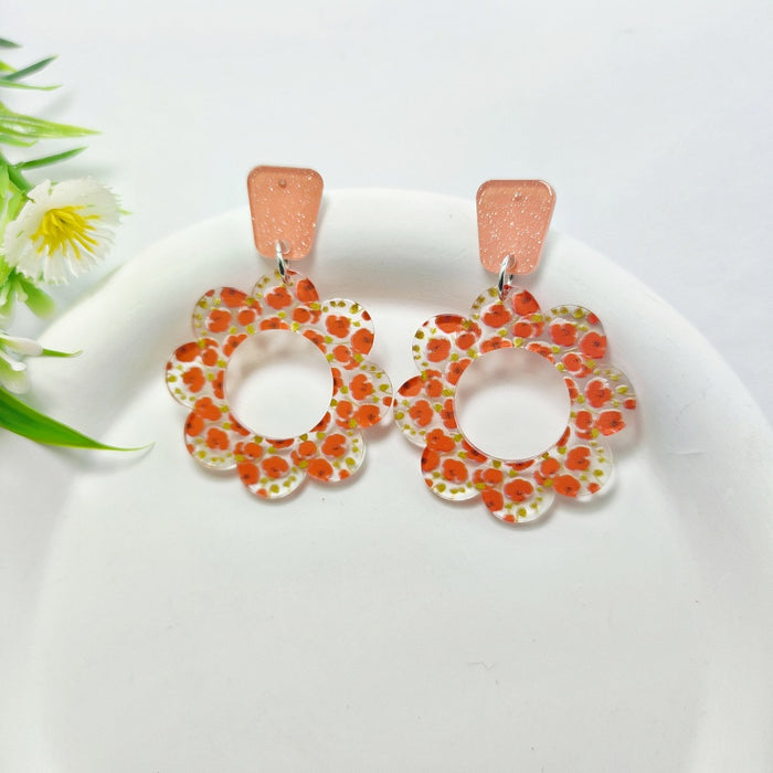 Wholesale Wreath Printed Acrylic Earrings JDC-ES-QiYu005