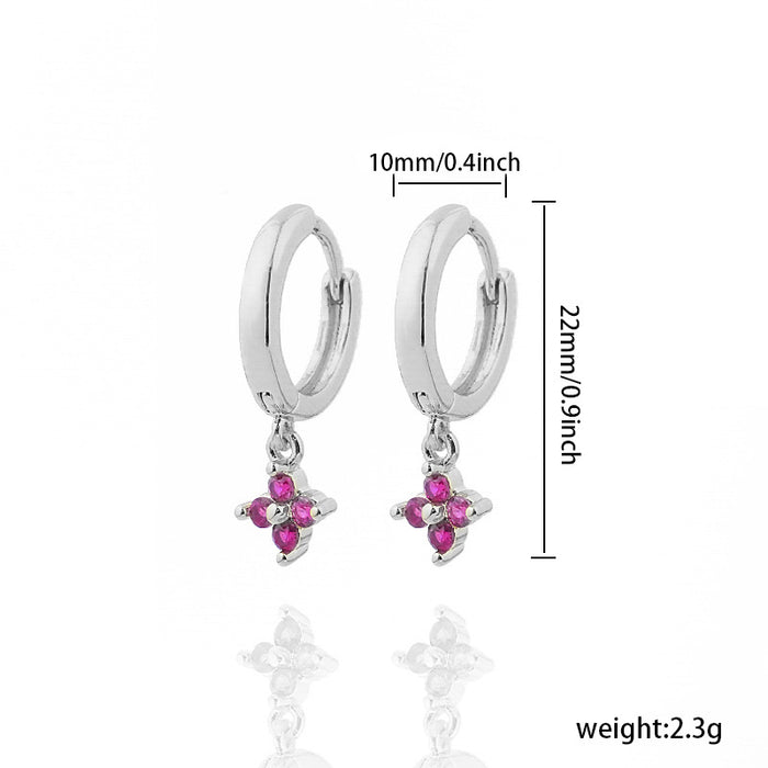 Wholesale Diamond inlaid clover earrings with geometric flowers, fashionable and versatile earrings wholesale