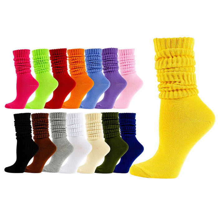 Wholesale American style long tube socks for women spring and autumn solid color autumn and winter thick warm calf socks