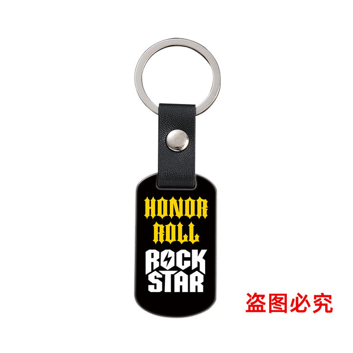 Wholesale Inspirational Positive Color Printing Leather Buckle Metal Keychains JDC-KC-GangGu052