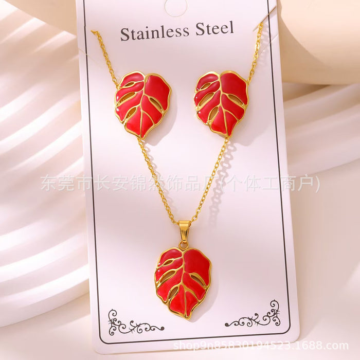 Wholesale 304 Stainless Steel Vacuum Plated Earrings and Necklace Set