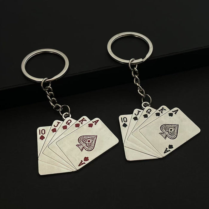 Wholesale playing cards flush key pendant key ring accessories creative small gifts