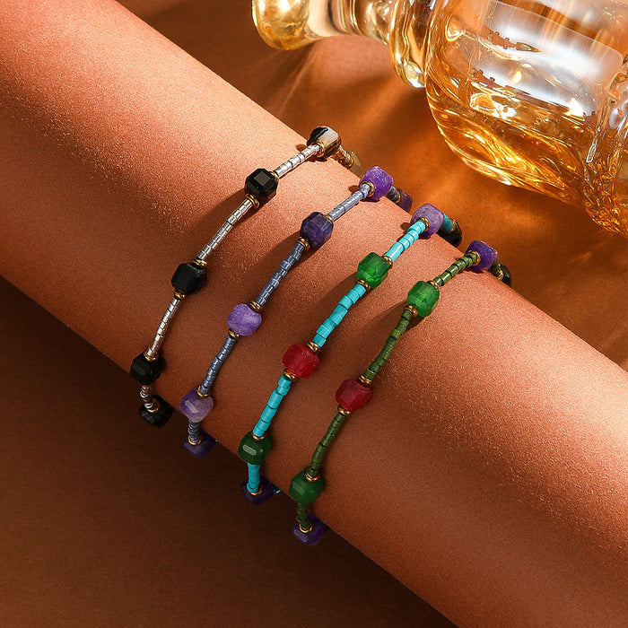 Wholesale Natural stone bead titanium steel bracelet, luxurious and high-end stainless steel bracelet