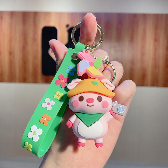Wholesale Cute Cartoon PVC Pig Keychains