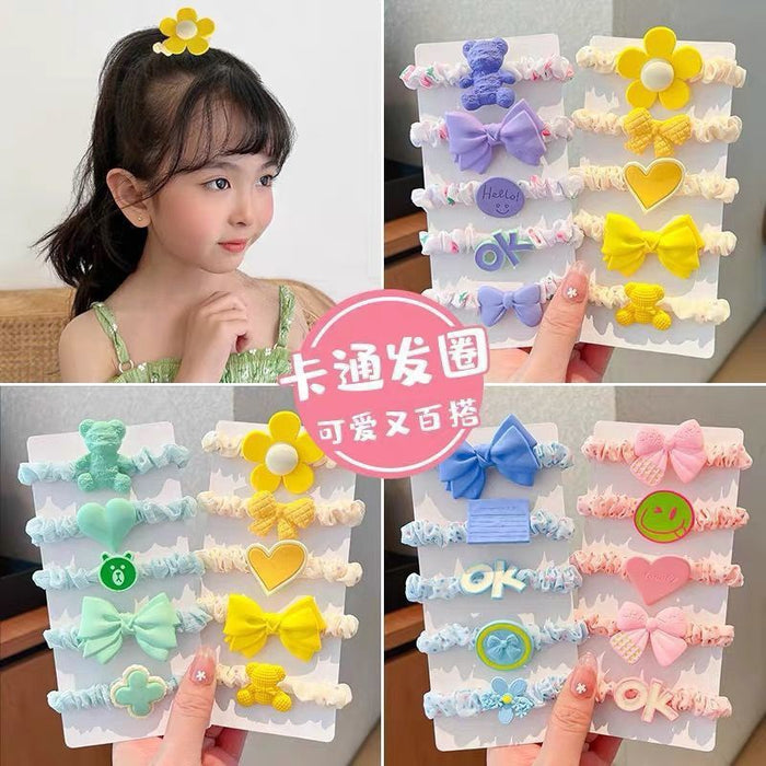 Wholesale 5pcs/pack Children's Hair Bands for Girls with High Elasticity and No Hair Damage Cute Baby Hair Bands Girls' Cartoon Hair Bands JDC-HS-Wangl004