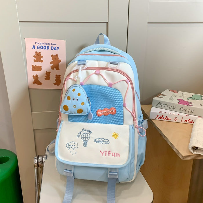 Wholesale Contrast color schoolbags, cute, lightweight, large-capacity, versatile backpacks for middle school and high school students