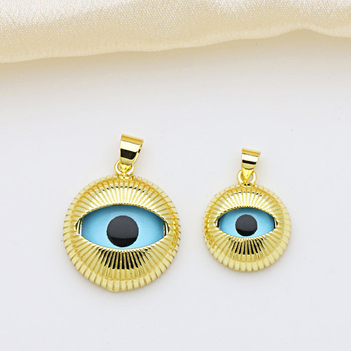 Wholesale Striped heart-shaped love heart eye devil eye copper gold-plated necklace pendant jewelry pendant