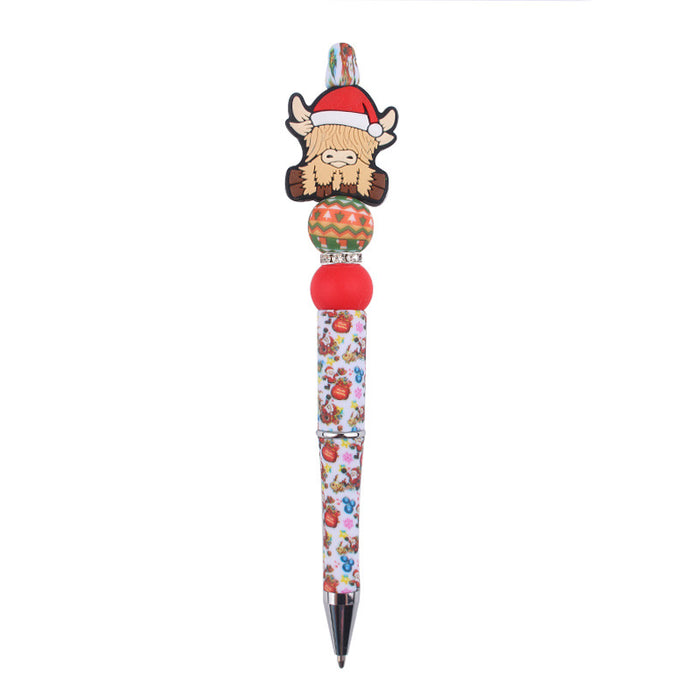 Wholesale Cartoon Christmas Silicone Plastic Bead Pen JDC-PN-GuangTian013