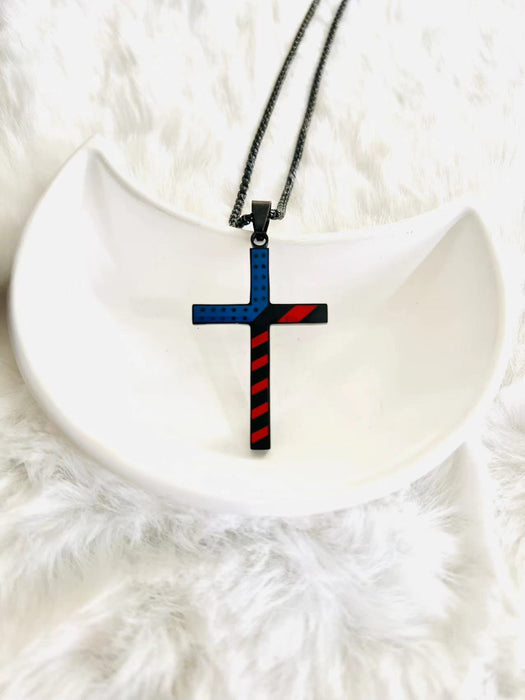 Wholesale Stainless steel drip oil cross necklace, titanium steel pendant, non fading necklace