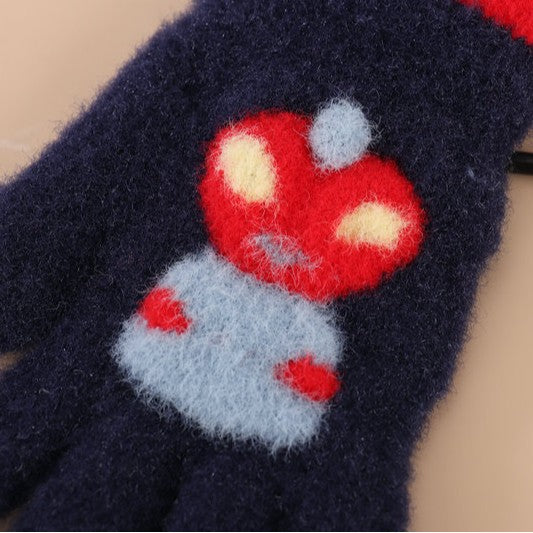 Wholesale Cartoon Warm Gloves  Fleece Lining Thickened Fingers