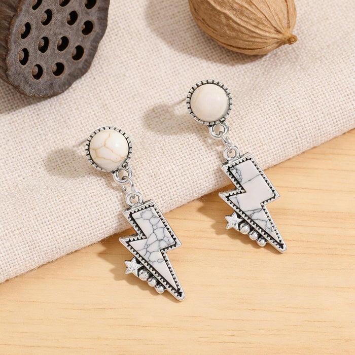 Wholesale Lightning Turquoise Geometric Earrings Ethnic Style Fashion Jewelry