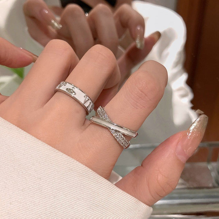 Wholesale New cross letter ring with niche design, high-end sense, fashionable personality, trendy index finger ring