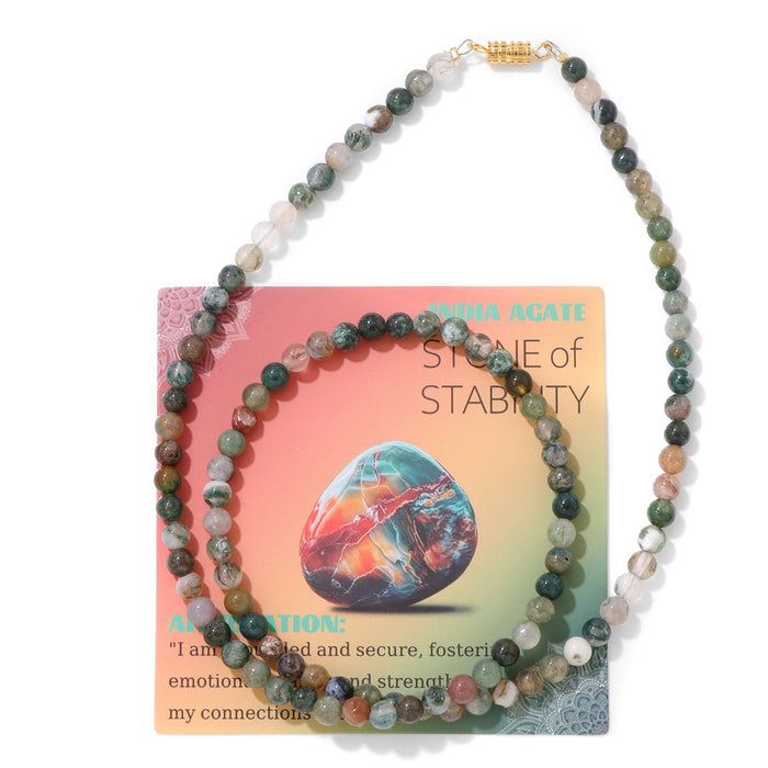 Wholesale 6mm stone bead screw clasp necklace card packaging choker necklace