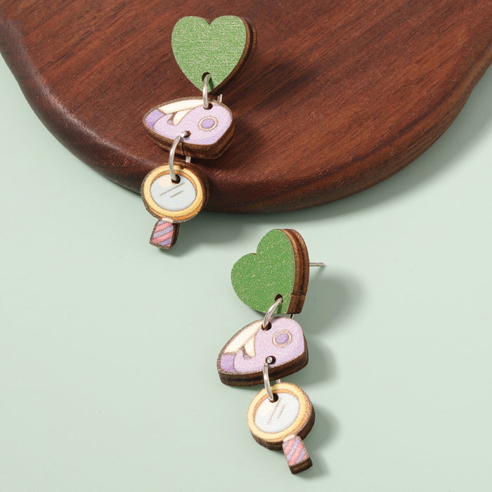 Wholesale  color printing connection long earrings niche all-match earrings