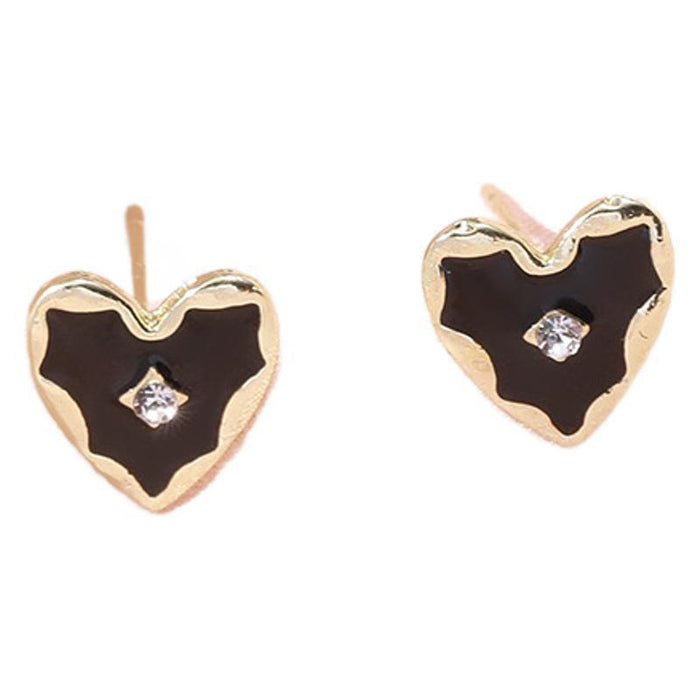 Wholesale Black and gold color heart butterfly earrings niche round earrings for women