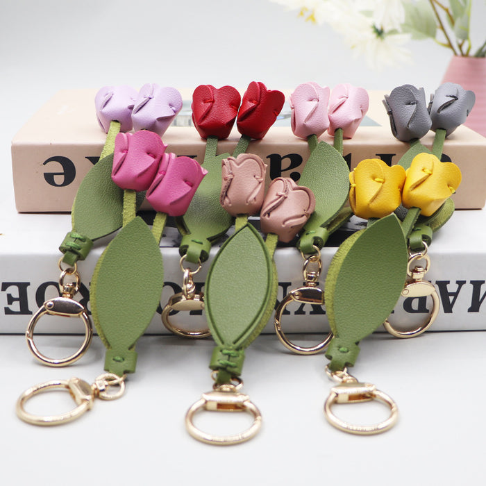 Wholesale tulip keychain cute personality car key bag pendant