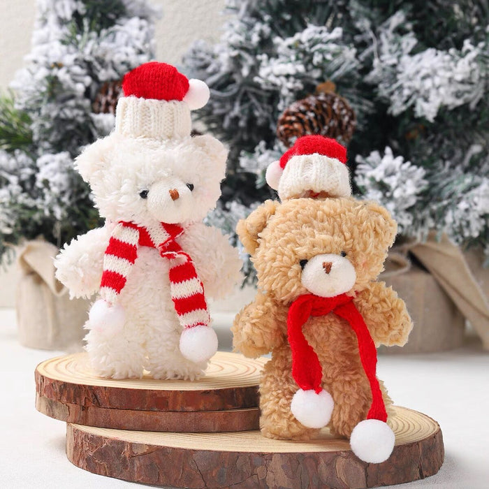 Wholesale Plush Bear Cloth Keychain with Green f and Peaked Hat for Christmas Gift Boutique MOQ≥2