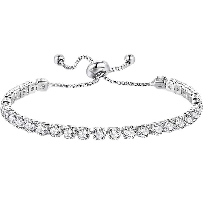 Wholesale Bracelet suit White Zircon Tennis Pull Bracelet Double Rows Diamond