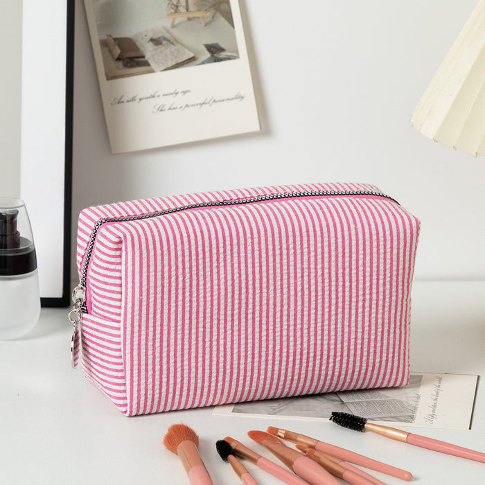 Wholesale Solid Color Clutch Seersucker Large-Capacity Toiletry Cosmetic Bag
