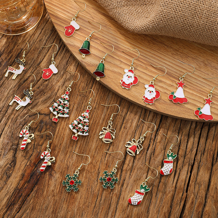 Wholesale Christmas  snowflake earrings,  candy cane bell elk earrings,  Christmas hat earrings