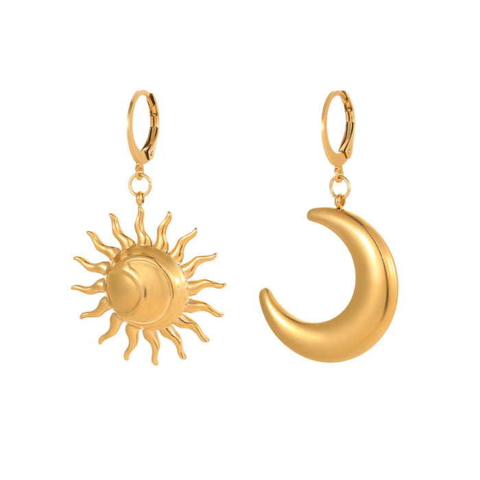 Wholesale Stainless steel moon and sun earrings