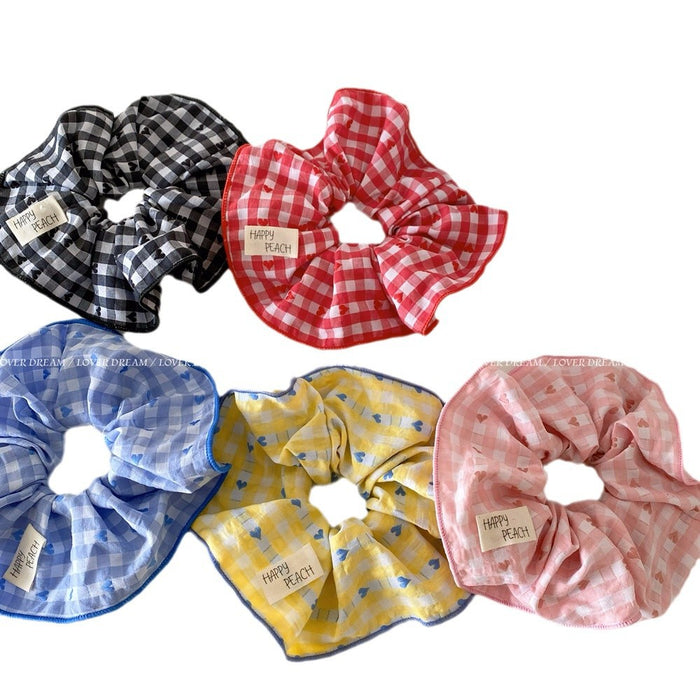 Wholesale Alphabet cloth logo, heart-shaped checkered headband, cute headwear, headband, versatile hair accessory