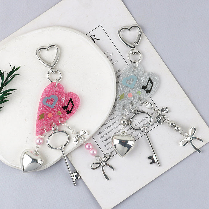 Wholesale Blue Powder Acrylic Colorful Sequins Alloy Bow Love Accessories