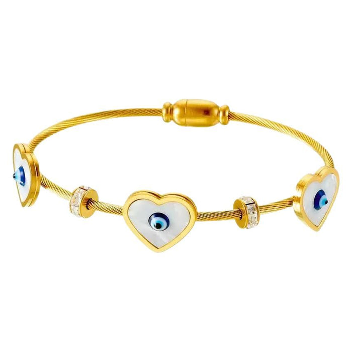 Wholesale Beaded bracelet with stainless steel gold-plated zircon stones