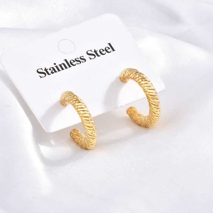 Wholesale European-style retro titanium steel high-end sense of personality twist earrings