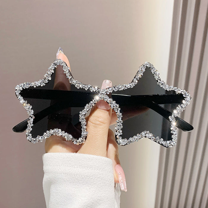 Wholesale Five-pointed Star Diamond Frameless PC Sunglasses JDC-SG-MNY008