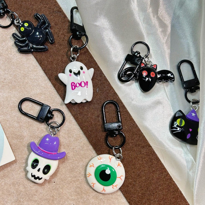 Wholesale  Keychain Resin  Eyes Pumpkin Ghost Bat Pendant MOQ≥2