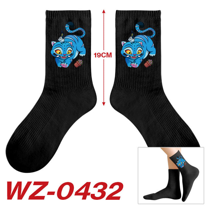 Wholesale Kpop Cute cartoon-themed printed colorful mid-calf socks