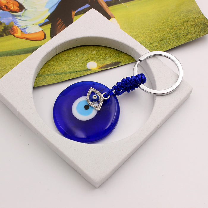Wholesale Blue Eye Pendant Keychain Pendant with Diamond Set Slant Eyes Devil's Eye