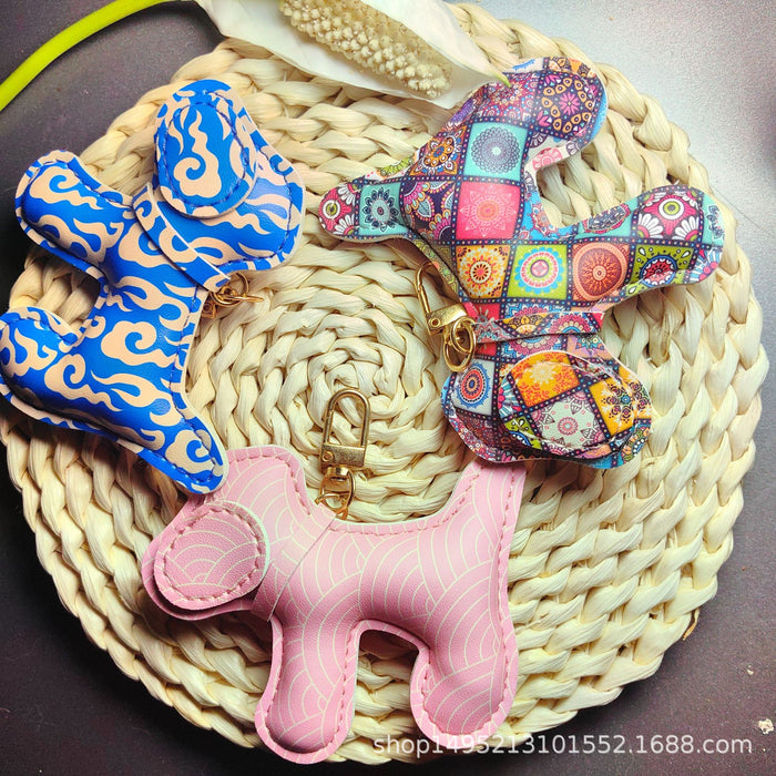 Wholesale Creative Keychain Printed Leather Women's Bag Pendant Exquisite Doll Creative Gift