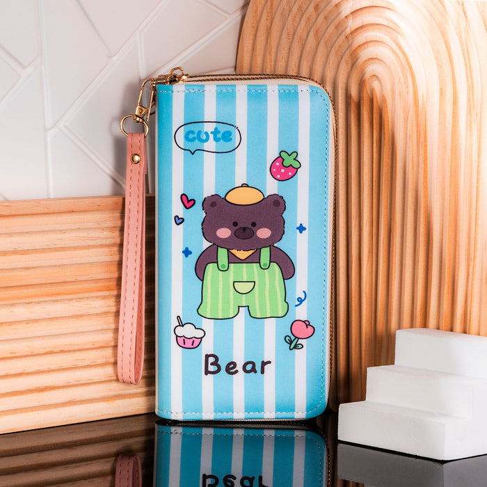 Wholesale Cartoon Long Hand-held Bag Casual Mobile Phone Bag Double Zipper Wallet Large Capacity Storage Bag JDC-WT-XQ005