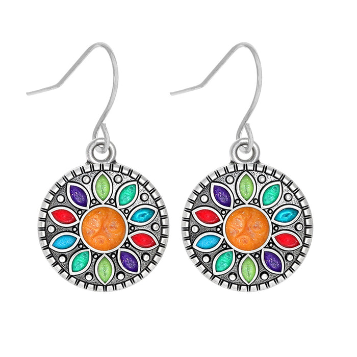 Wholesale Beach Vacation Geometric Alloy Earrings with Turquoise Acrylic Fashion Jewelry MOQ≥2