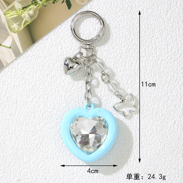 Wholesale Acrylic Butterfly Heart Car Keychain Bag Charm Pink Sweet Style  Gift Accessory MOQ≥2