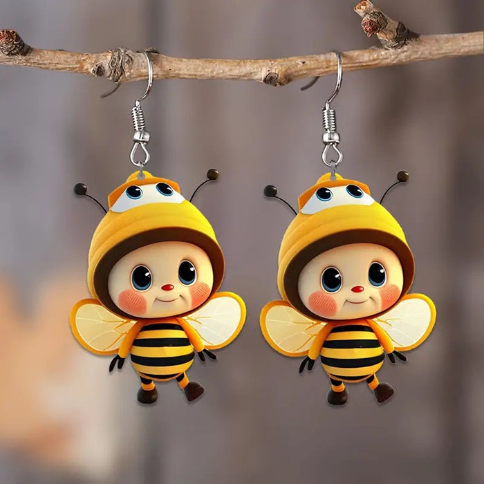 Wholesale Acrylic Flat Cartoon Bee Earrings JDC-ES-WenT032