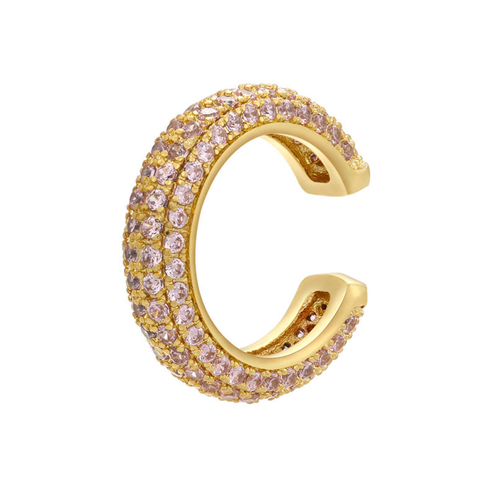 Wholesale Gold Plated Copper Ear Cuff with Colored Zircon Simple Style Fashion Accessory MOQ≥2