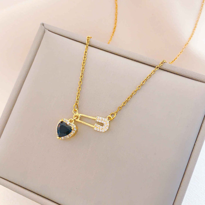 Wholesale Trendy Love Pin Necklace Titanium Steel Real Gold Plating Fashion Accessory