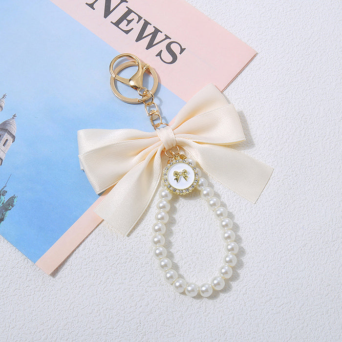 Wholesale Large Pearl Bow Keychain Pendant Ribbon Cloth Accessories Headset Bag Decoration