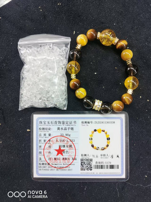 Wholesale Natural Eye Stone Yellow Crystal Design Bracelet for Women's Handstring Jewelry