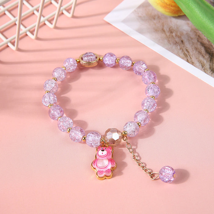 Wholesale Crystal bead bracelet cartoon pendant bracelet cute colored glass bracelet