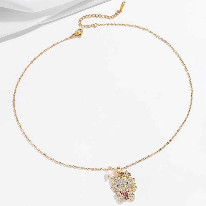 Wholesale Cartoon pearl micro inlaid zircon bow necklace