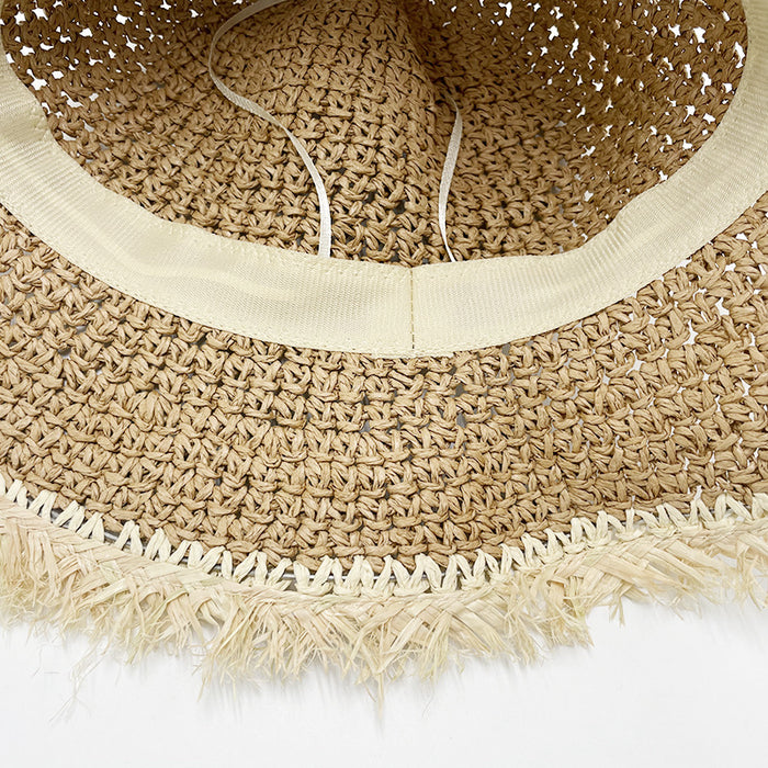 Wholesale Raw Edge Woven Straw Hat Sun Hat Summer Fisherman Hat Seaside Vacation